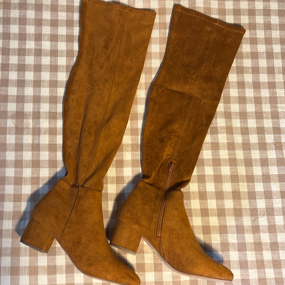 Tall Suede like Brown Boots by Chase And Chloe